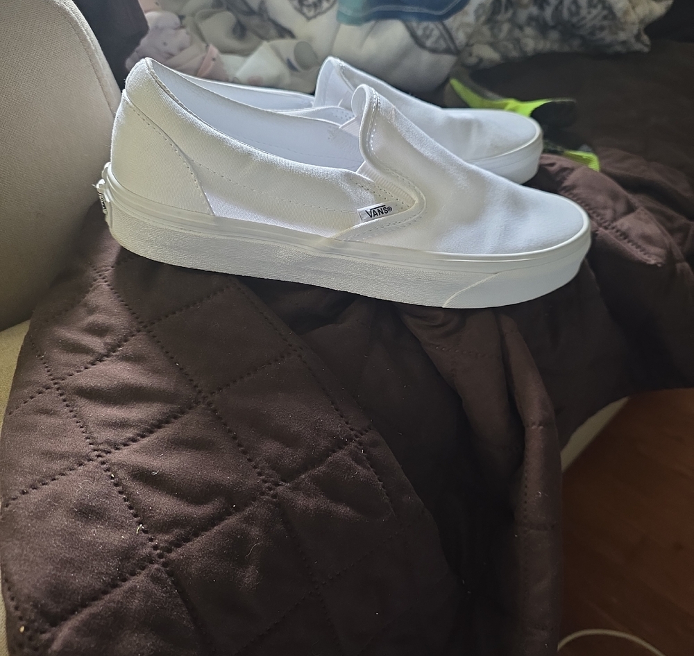 Vans White Slip-On Platform Canvas Sneakers